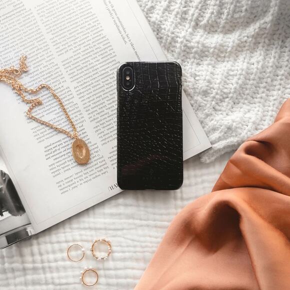 Burga Reaper’s Touch iPhone Snap Case 11 Pro Max Black Leather Croc - Picture 2 of 7